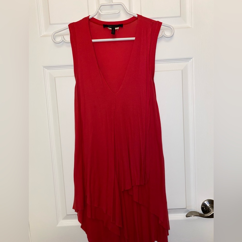 BCBG MaxAzria Red Cyprien Asymmetrical Top